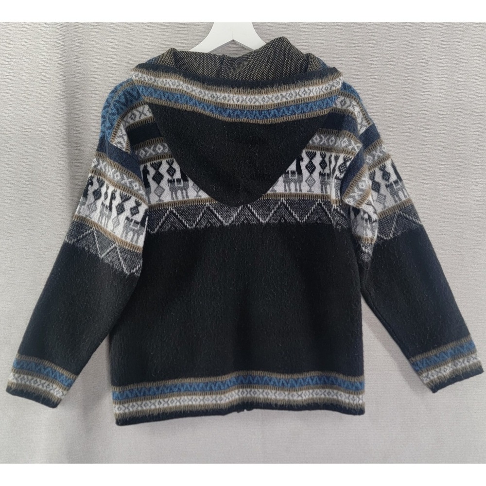 Inti Tejidos Womens Sweater Wool Lama Print Hooded Fair Isle Cardigan Size Small - Picture 2 of 6